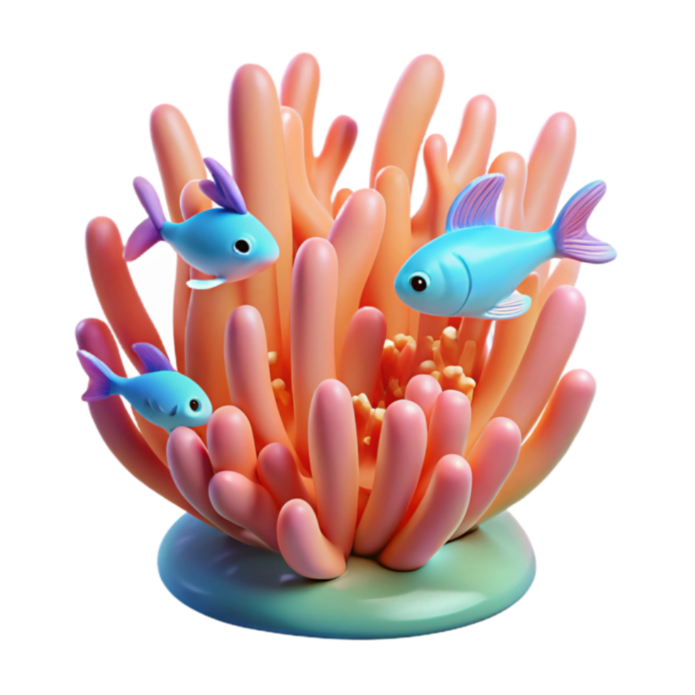 Underwater Scene Coral Reef with Colorful Fish png