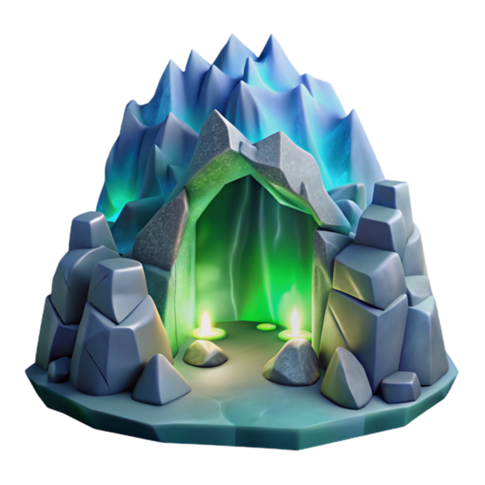 Enchanted Ice Cave 3D Render of Fantasy Grotto png