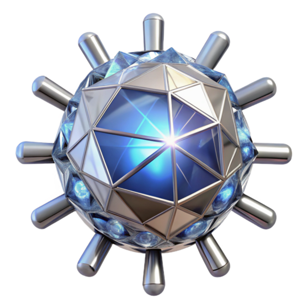 Geometric Crystal Orb Futuristic Design with Glowing Core png