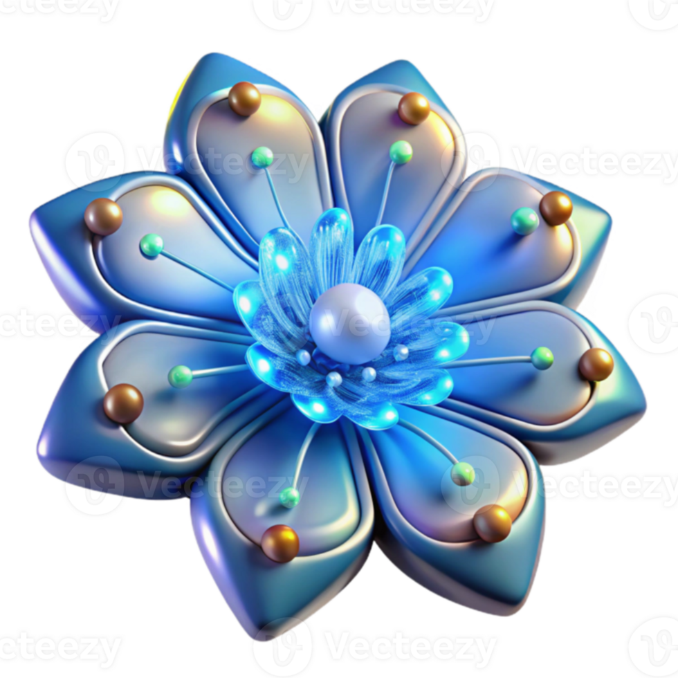 Luminous Pearl Flower 3D Render of Abstract Floral Design png