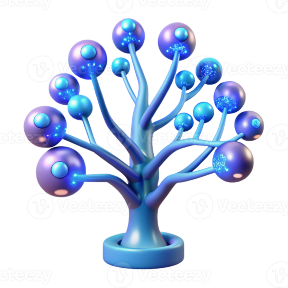 Abstract Glowing Tree Network, Connection, Growth, Technology, System, Nodes, Branches, Structure, Design, Art png