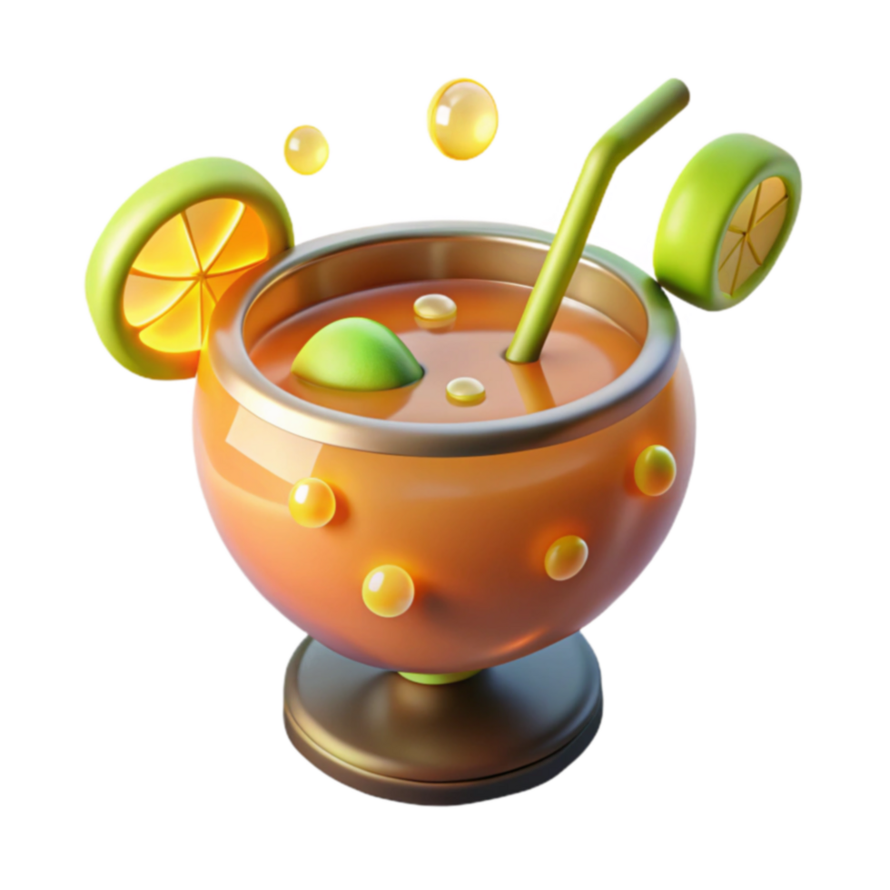Refreshing Summer Citrus Drink 3D Render png