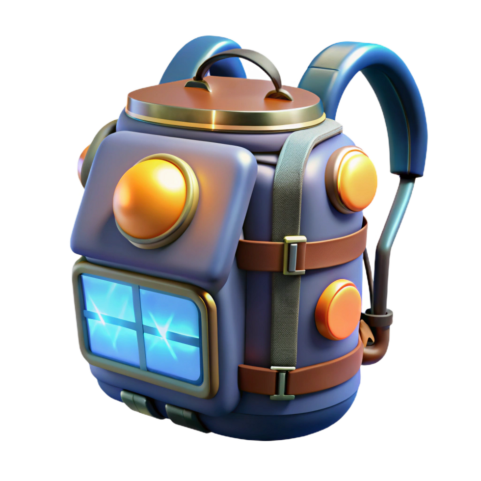 Futuristic Backpack 3D Render of a Sci-Fi Bag png