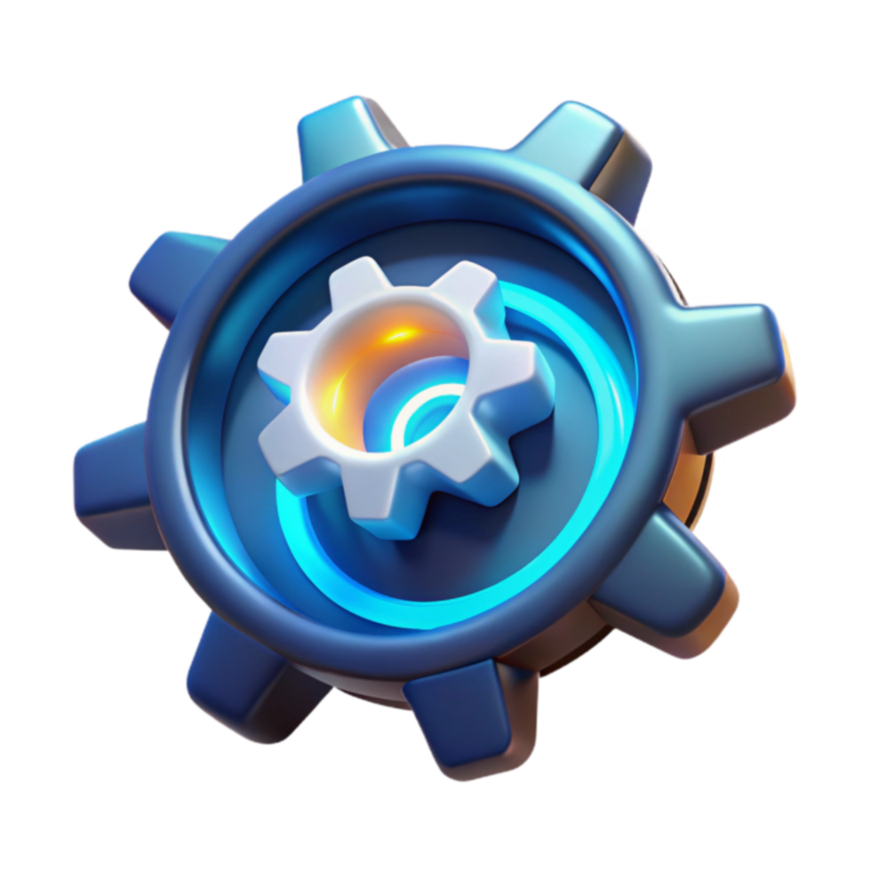 System Configuration Gear Icon, 3D Rendering, Settings, Mechanism png