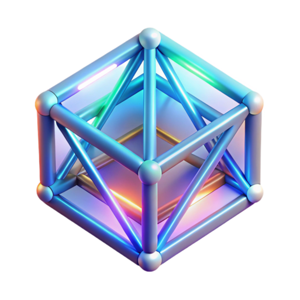 3D Geometric Cube Structure Abstract Design png