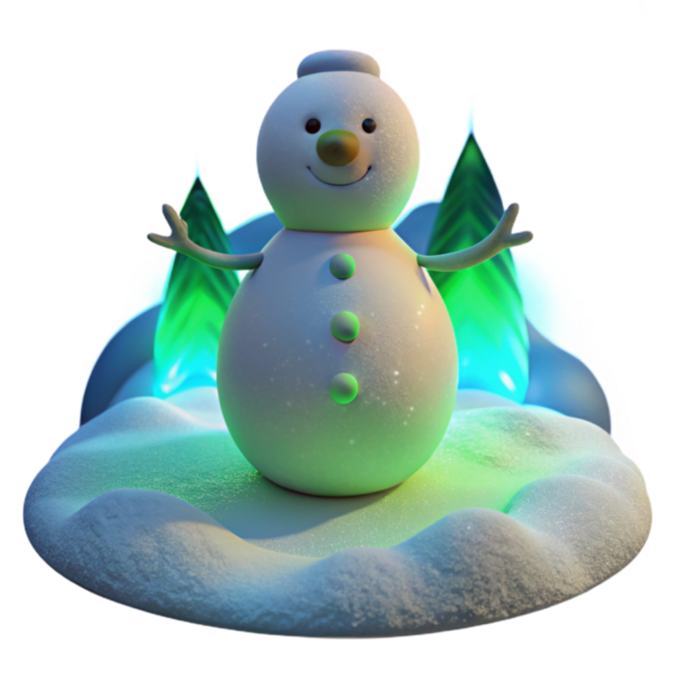 Winter Wonderland Cute Snowman in Snowy Scene png