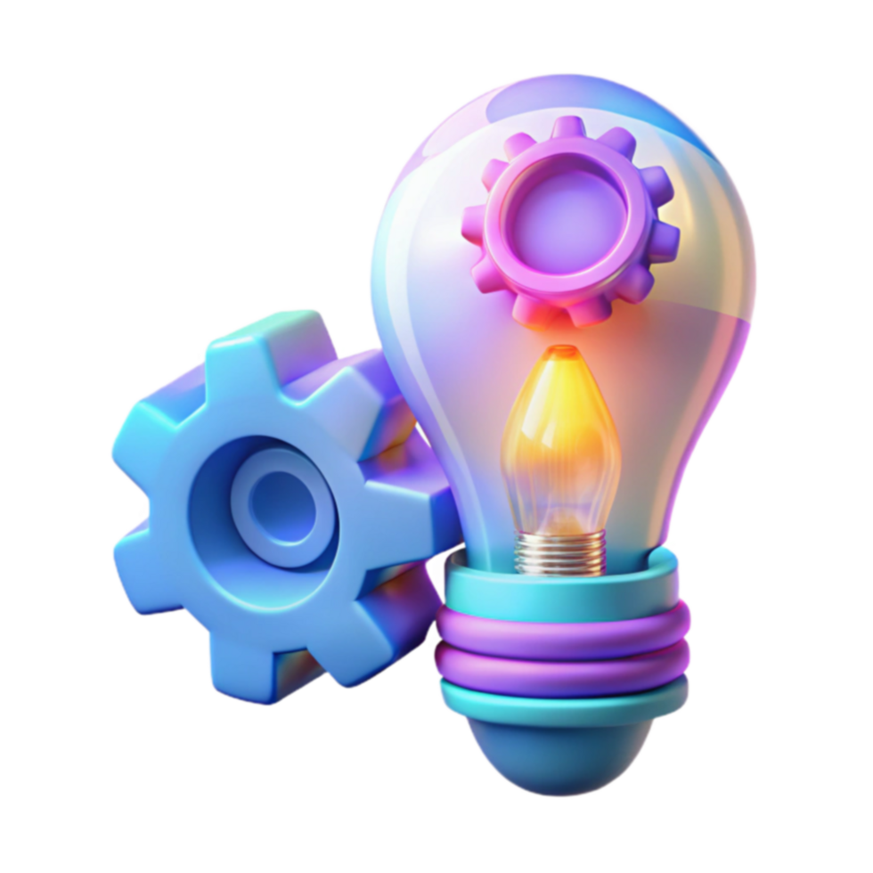 Innovative Ideas Gears Lightbulb Synergy png