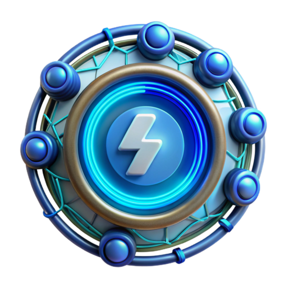 Futuristic Energy Symbol 3D Render of Circular Tech Icon png
