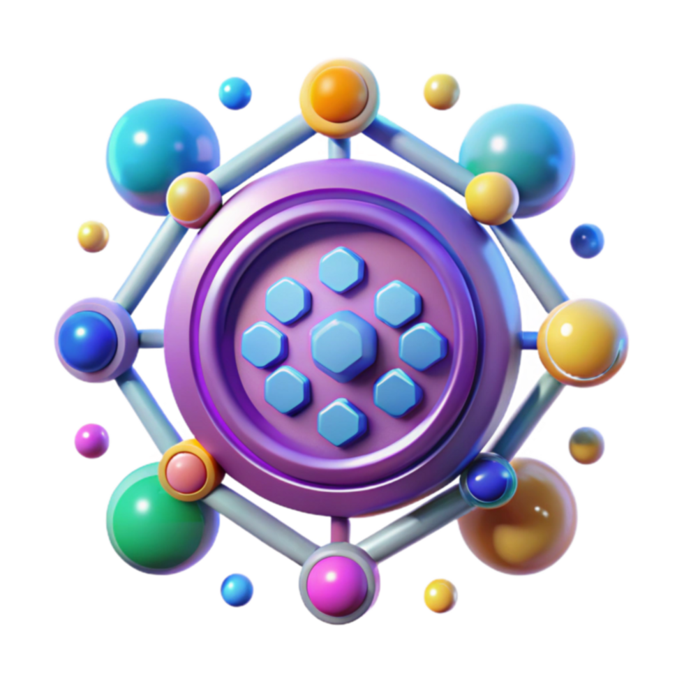 Abstract Network Colorful 3D Molecular Structure png