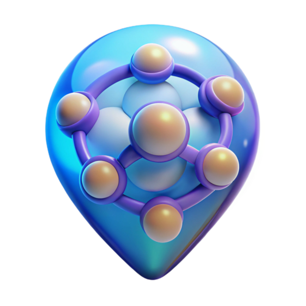 Abstract 3D Render Teardrop Orb with Connected Spheres png