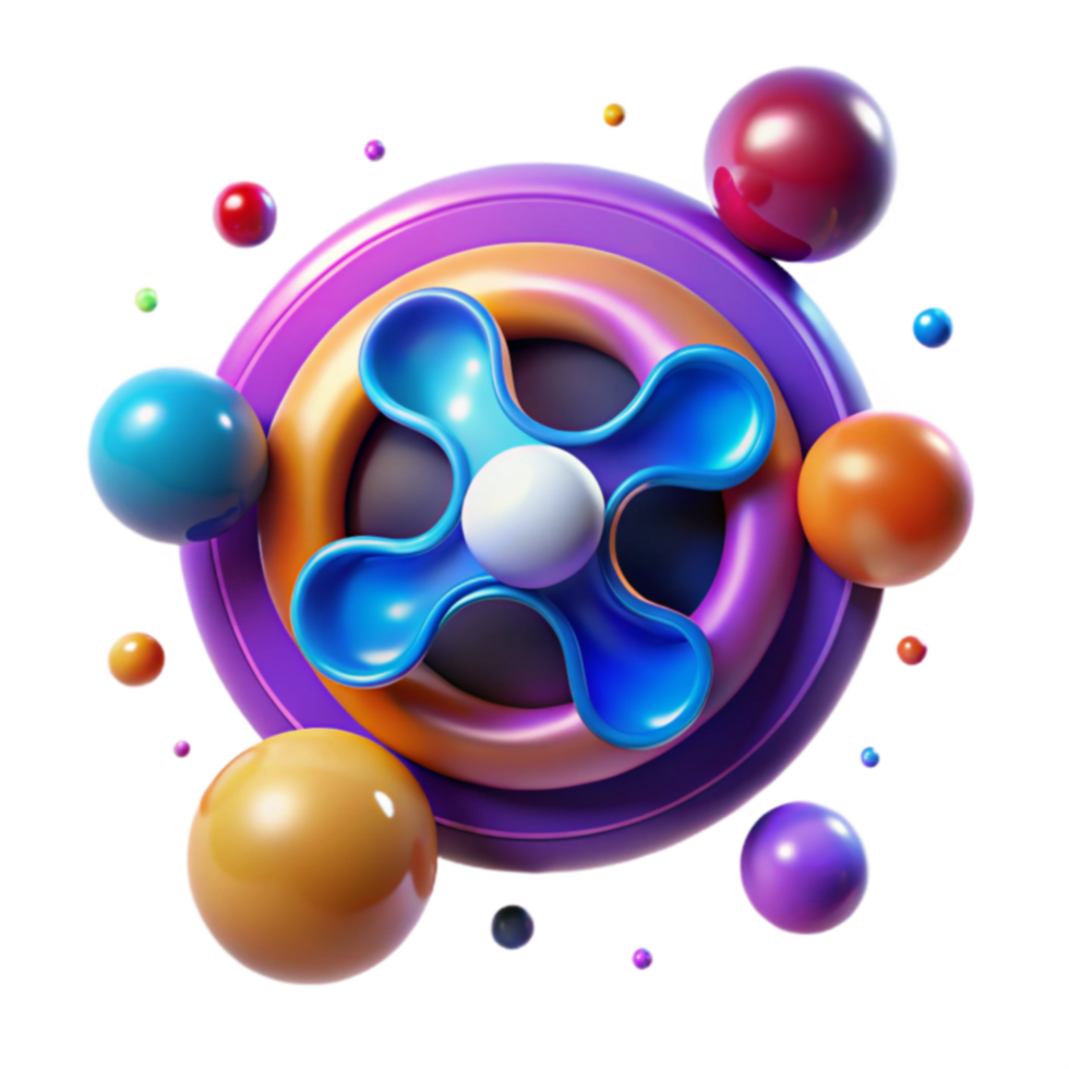 Abstract Colorful 3D Design Rotating Propeller and Spheres png