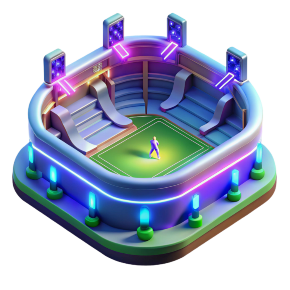 Neon Stadium Isometric 3D Arena Design png