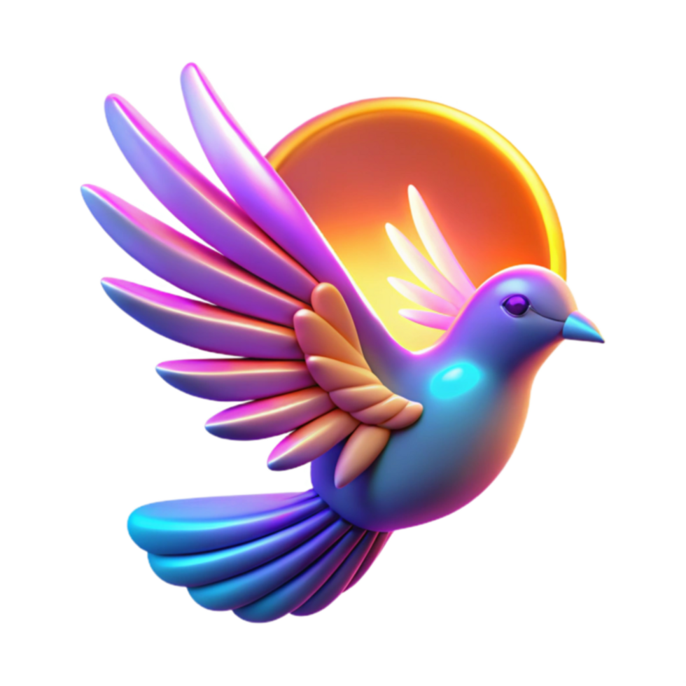 Sunrise Bird 3D Render of Colorful Avian png