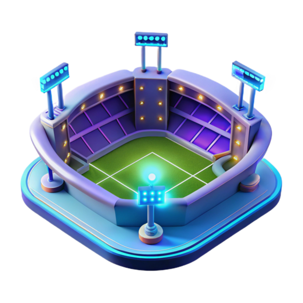 Night Stadium 3D Model of Illuminated Arena png