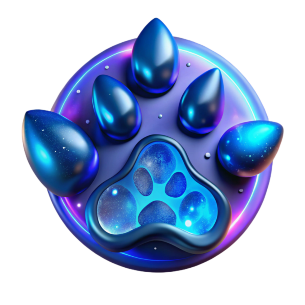 Glowing Cosmic Paw Print 3D Render png