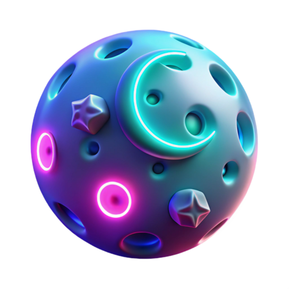 Neon Celestial Sphere 3D Render of Illuminated Night Sky png