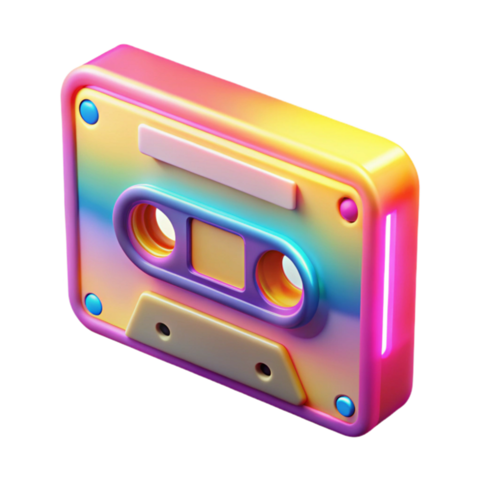 Retro Cassette Tape Colorful 3D Render png