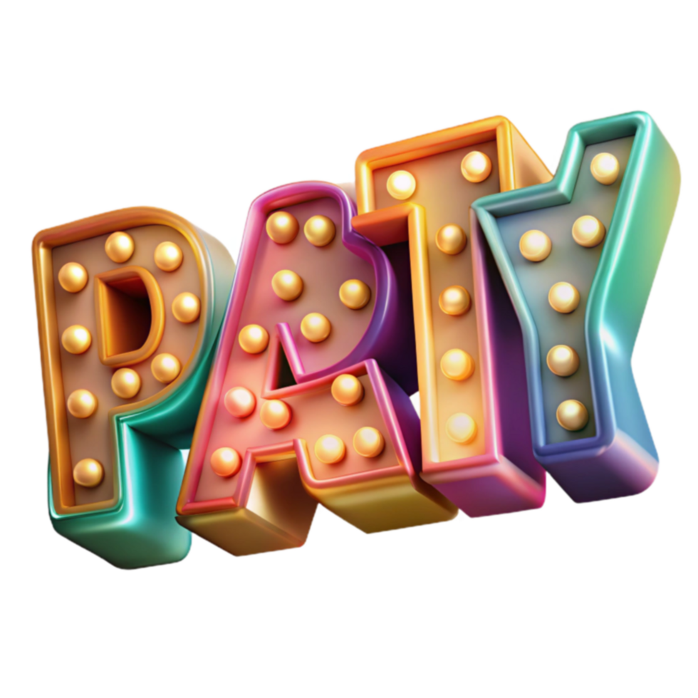 Colorful Party Sign 3D Marquee Lights png