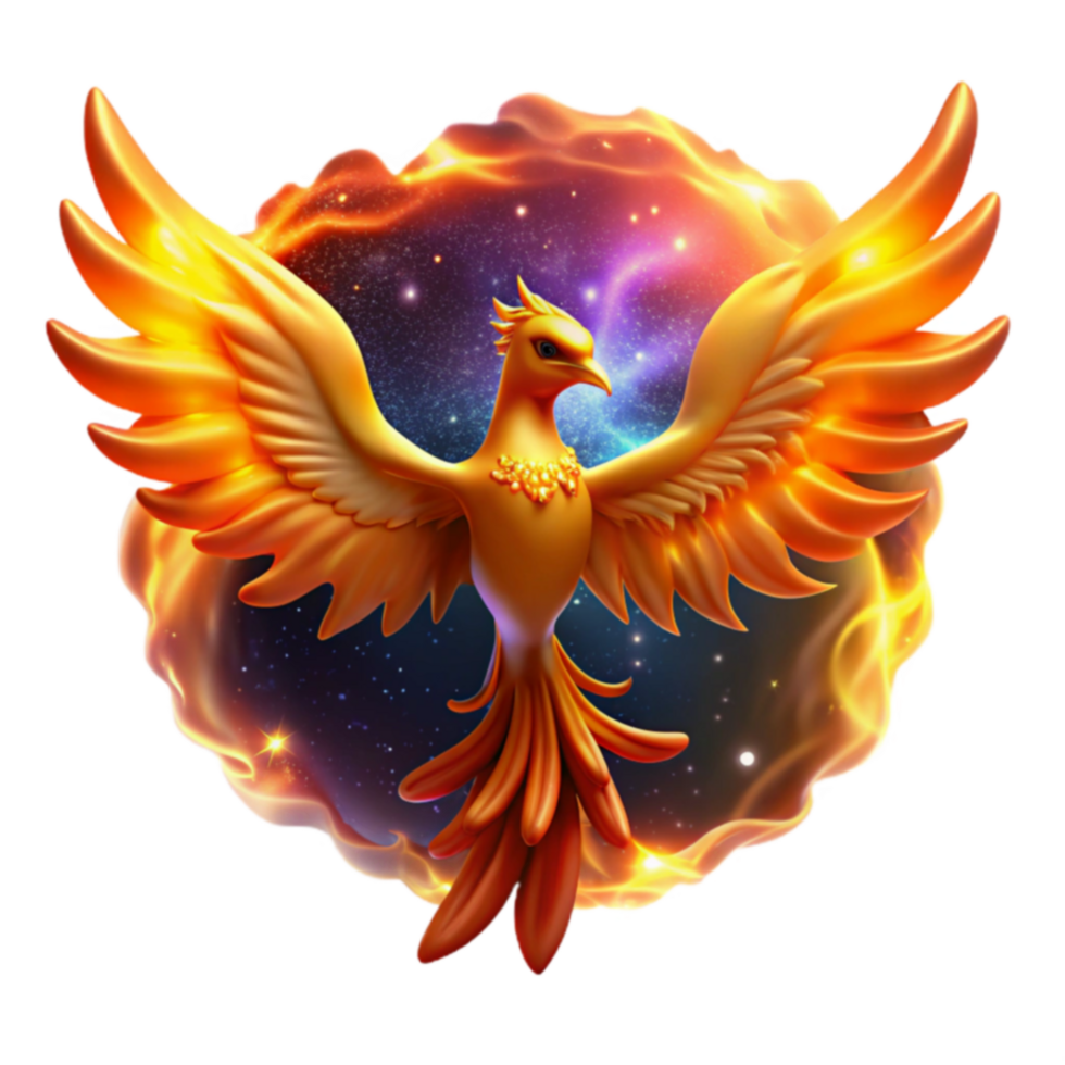 Cosmic Phoenix Firebird in Nebula png