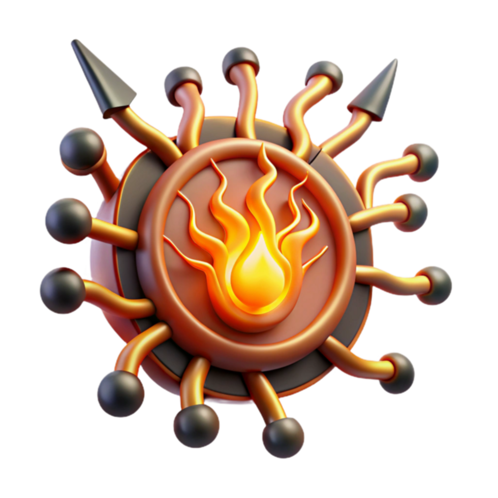 Fiery Orb Abstract 3D Render of a Flaming Circular Design png