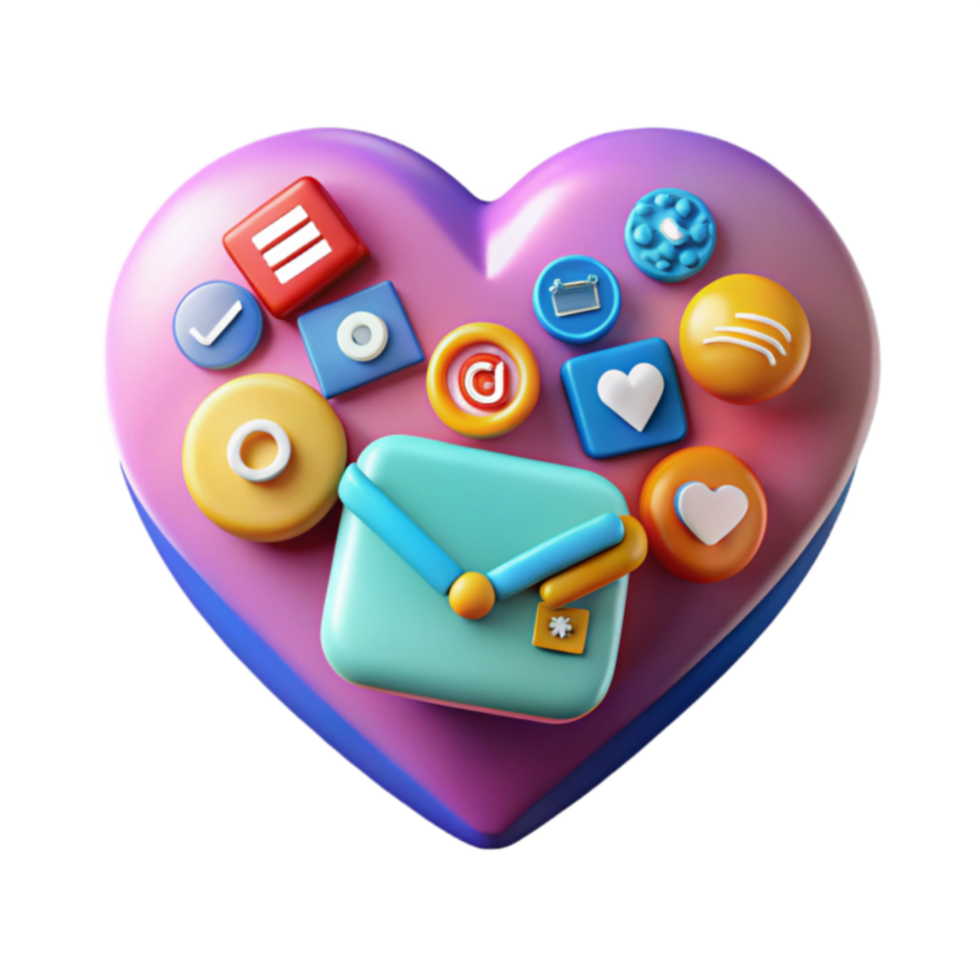 Heart of Social Media Icons, Connections, and Communication png