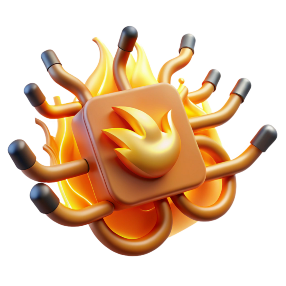 Intense Heat 3D Render of Flaming Core png
