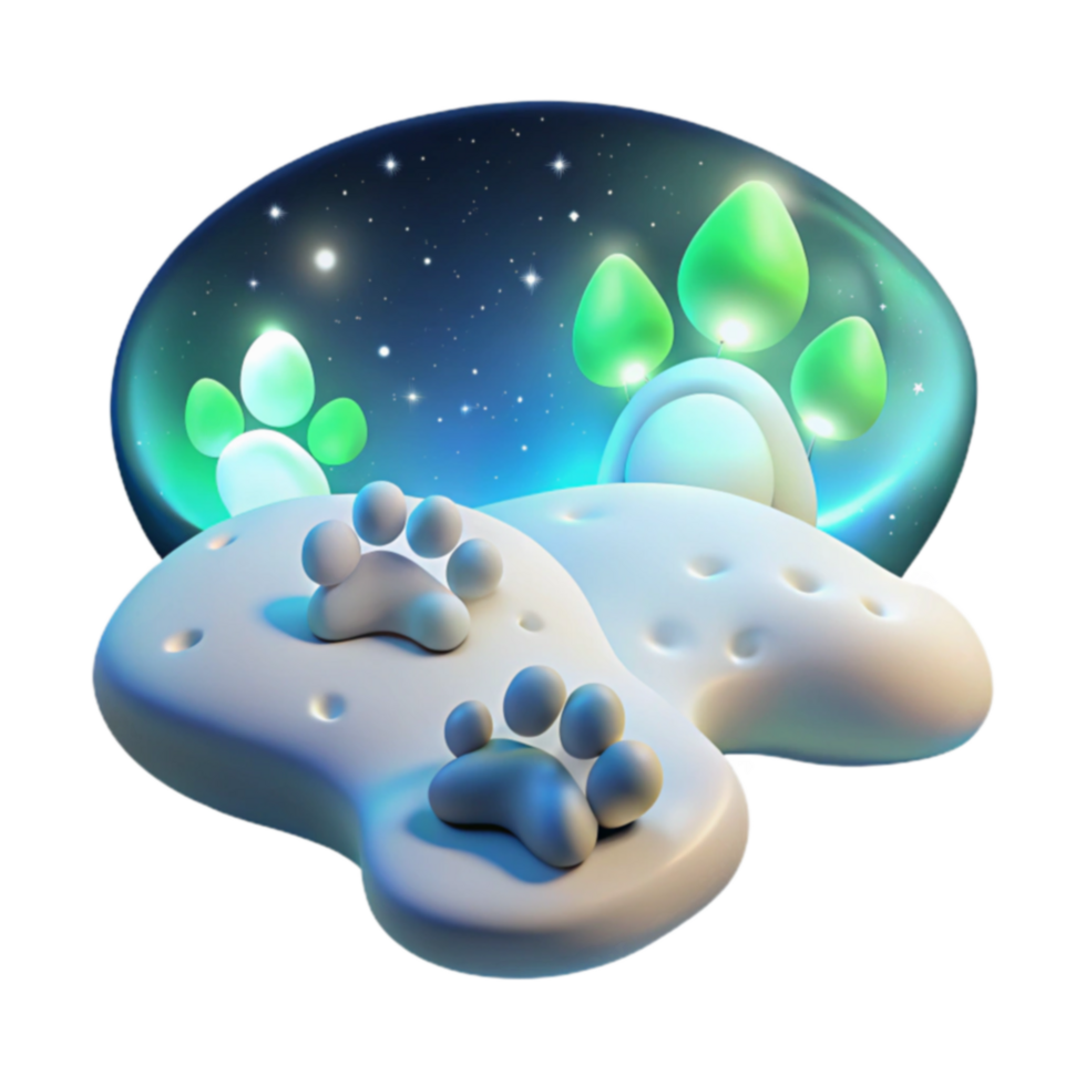 Paw Prints in a Night Sky 3D Render of Animal Tracks png