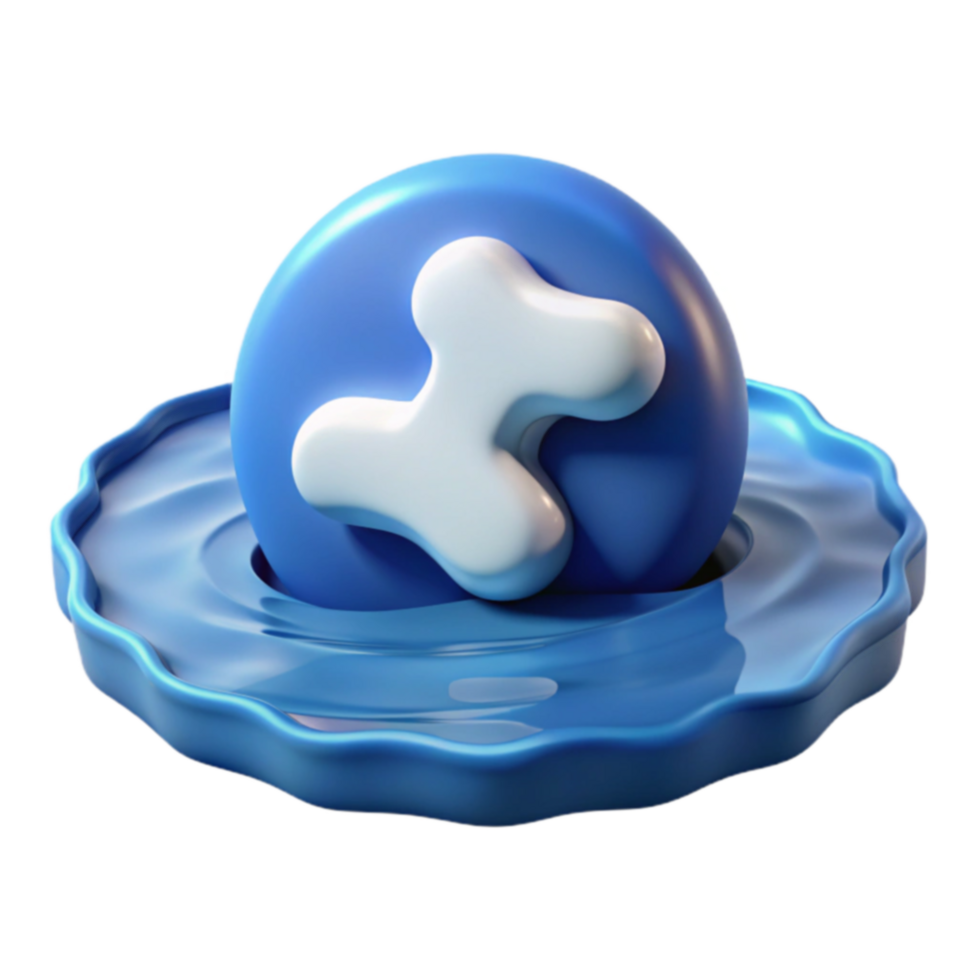Abstract 3D Render Blue Orb with White Bone Shape png