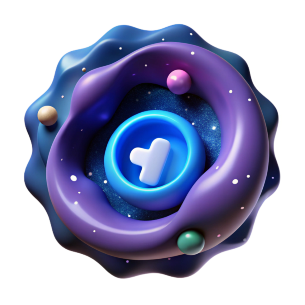 Abstract Cosmic Design 3D Render of Swirling Nebula with Icon png