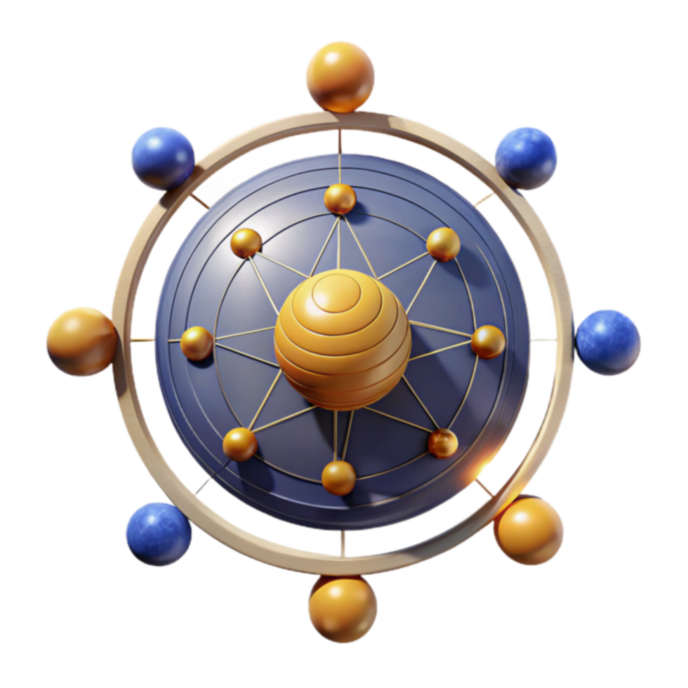 Abstract Celestial Orb Interconnected Spheres and Rings png