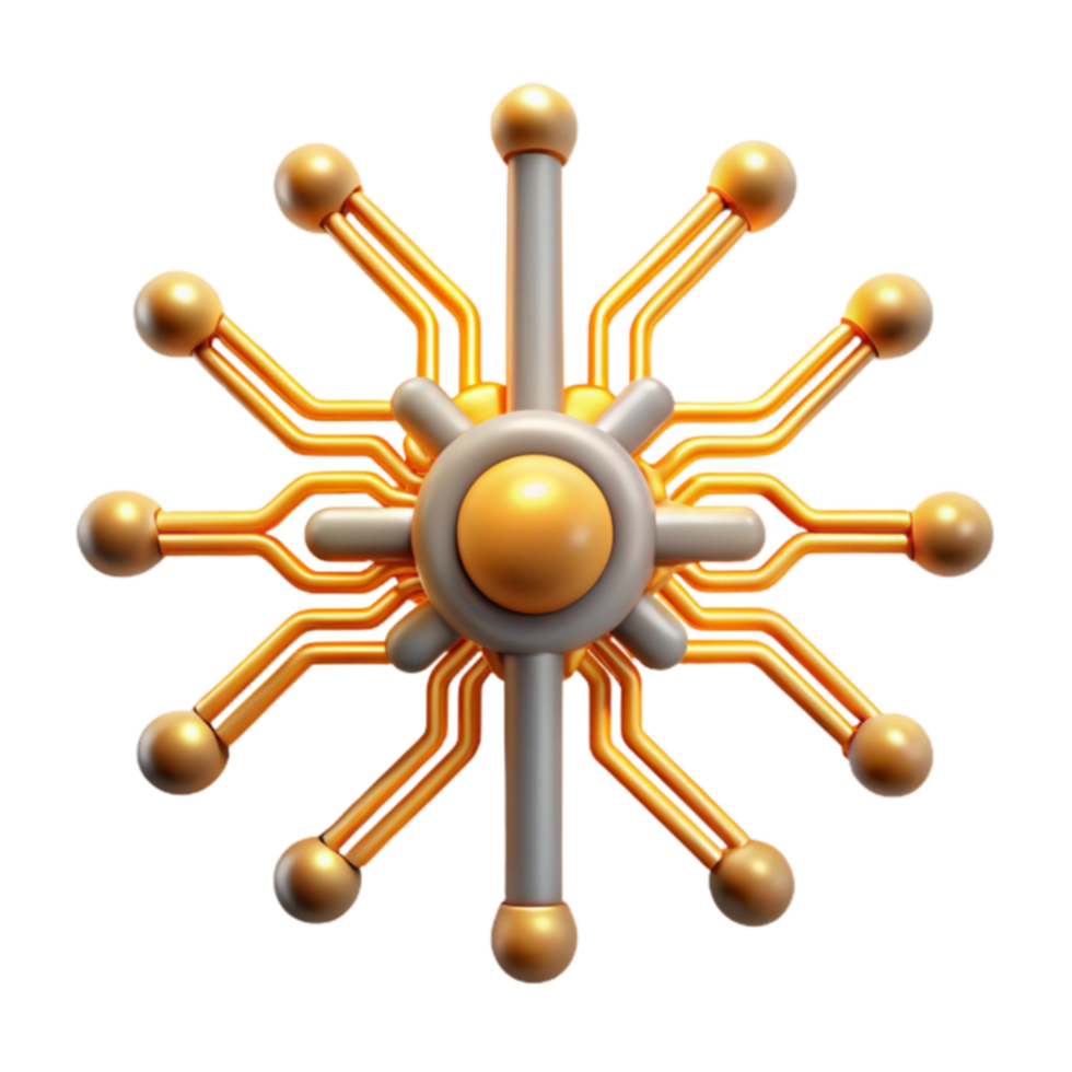 Abstract Network Visualization Connected Nodes and Central Hub png