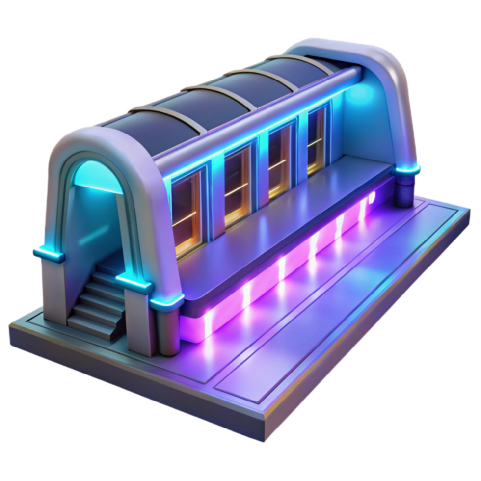 Neon Retro Arcade Building 3D Model png