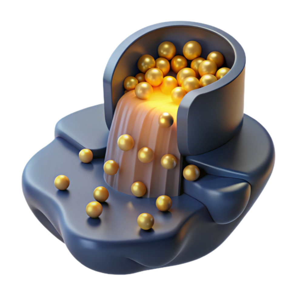 Golden Sphere Cascade Abstract 3D Render png