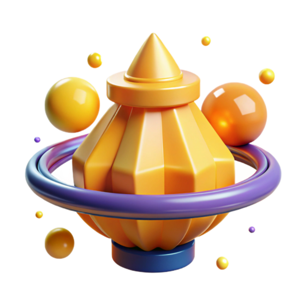 Abstract 3D Render Colorful Planetary System png