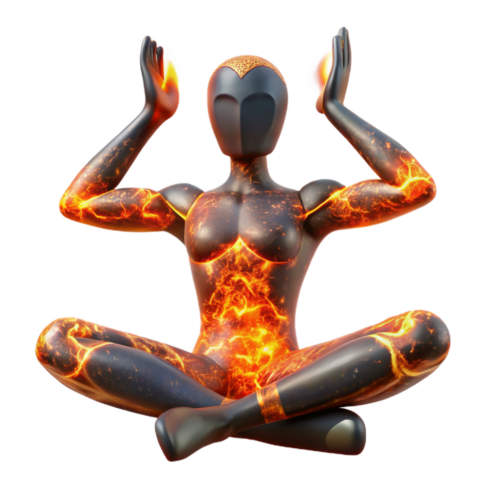 Fiery Inner Strength A 3D Render of Yoga and Energy png