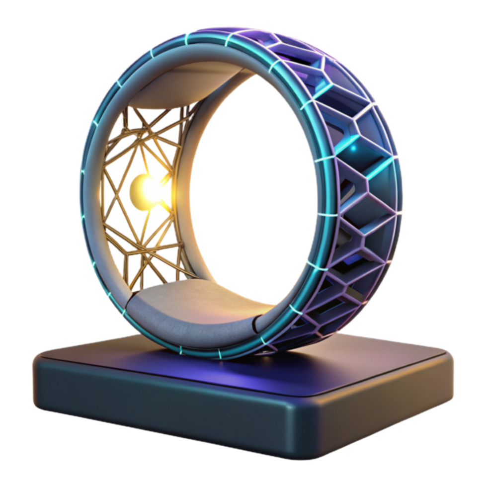 Futuristic Ring Chair Illuminated Hexagon Design png