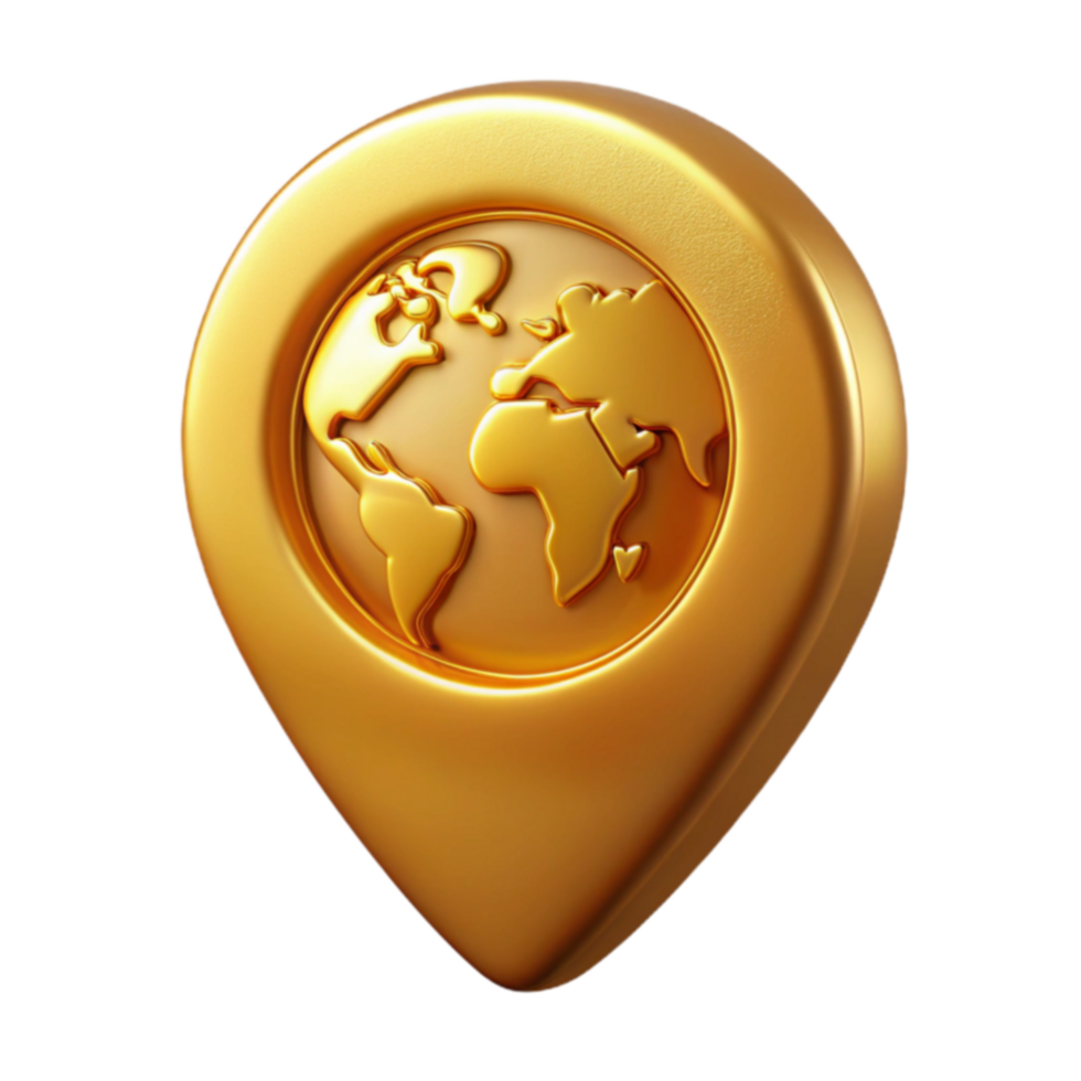 Golden Globe Locator World Map Pointer png