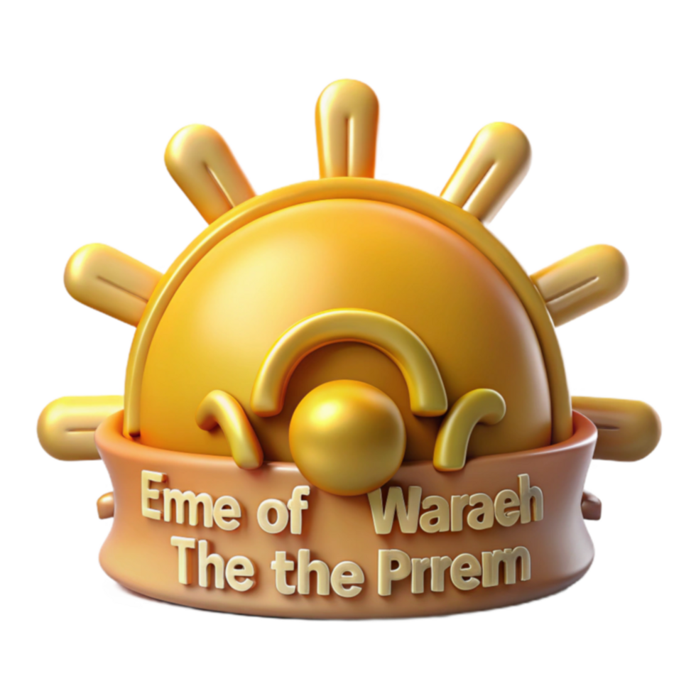 Golden Sun Emblem 3D Render of Abstract Symbol png