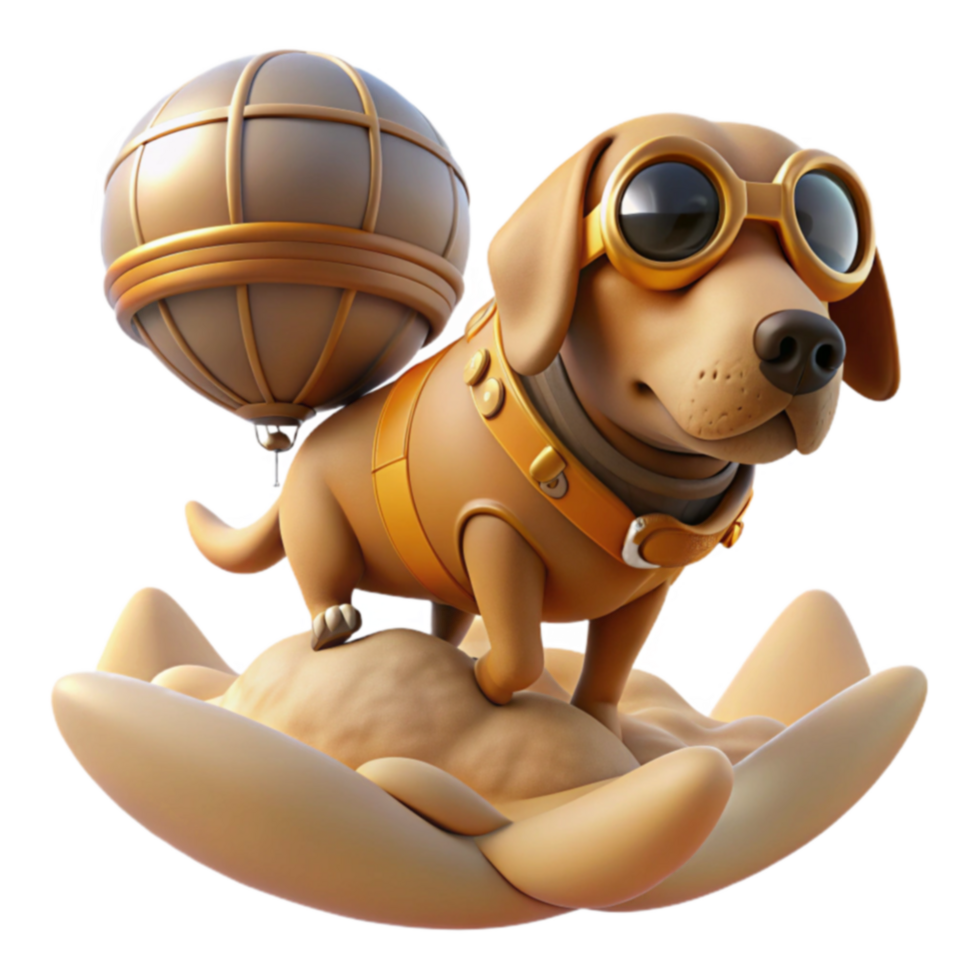Adorable Dog with Balloon 3D Render png