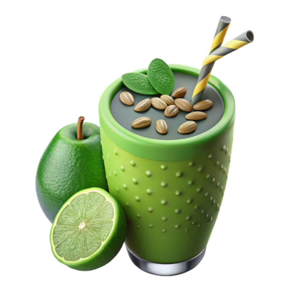 Refreshing Green Smoothie Recipe with Lime Seeds png