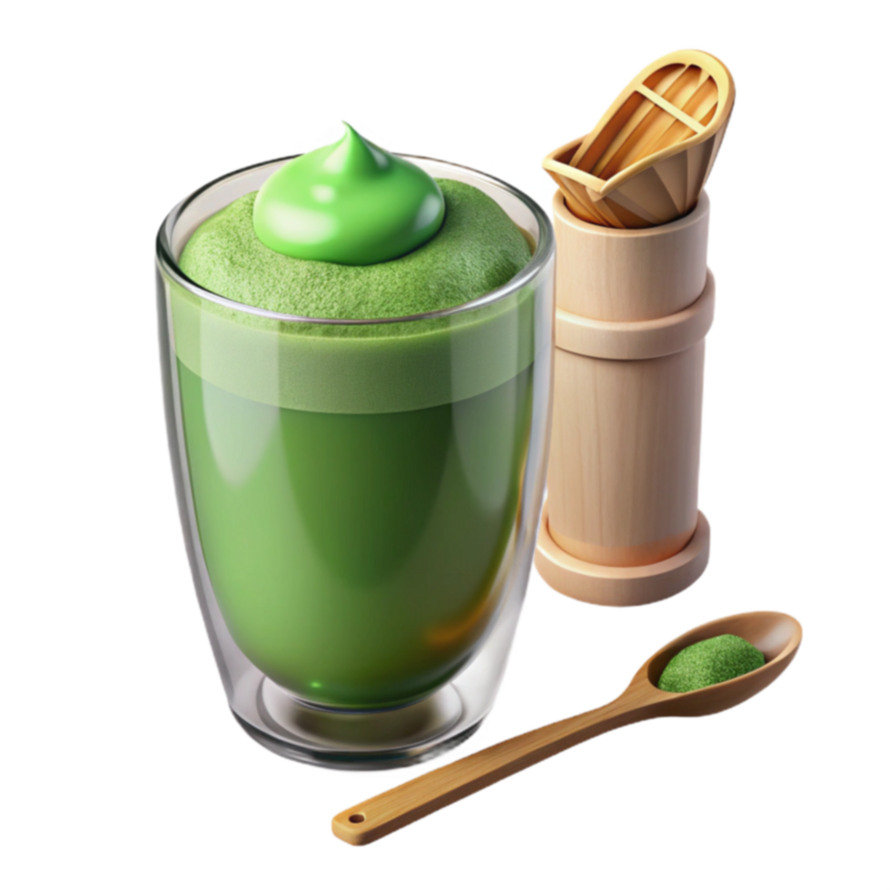 Matcha Latte with Whipped Cream A Refreshing Green Tea Drink png