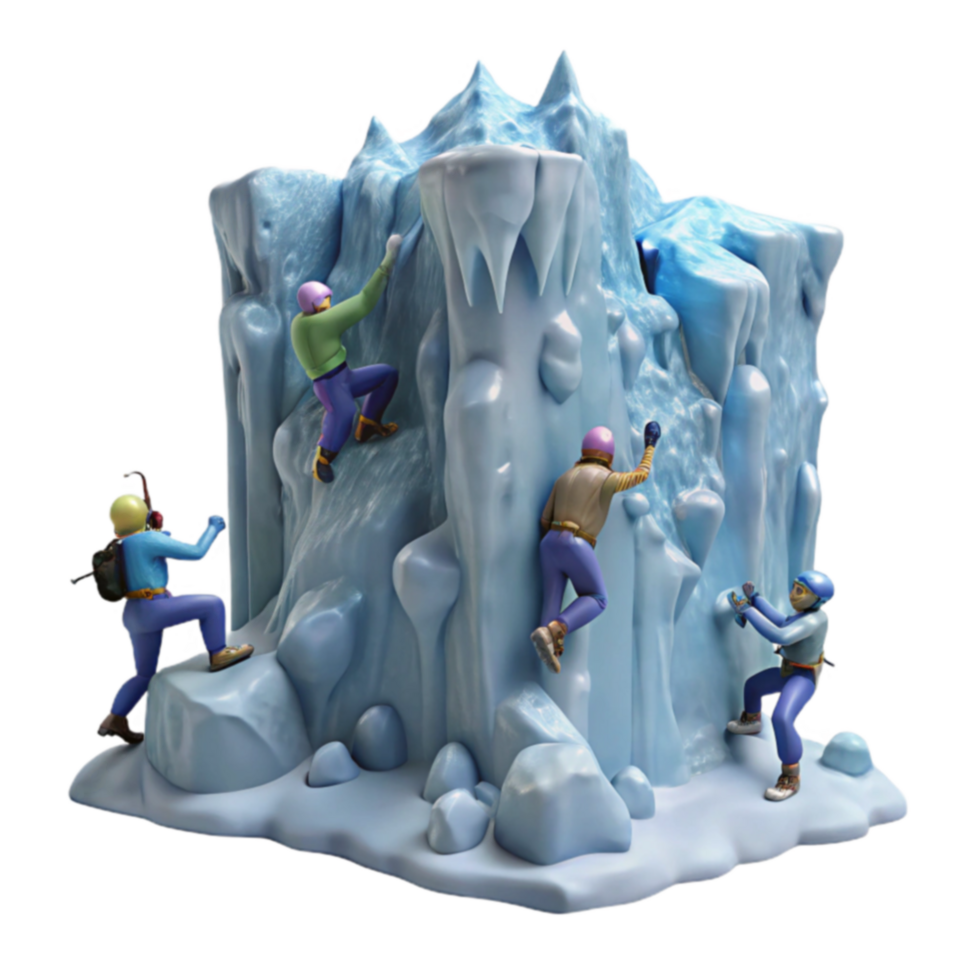 Ice Climbing Adventure Climbers Scaling Frozen Peak png