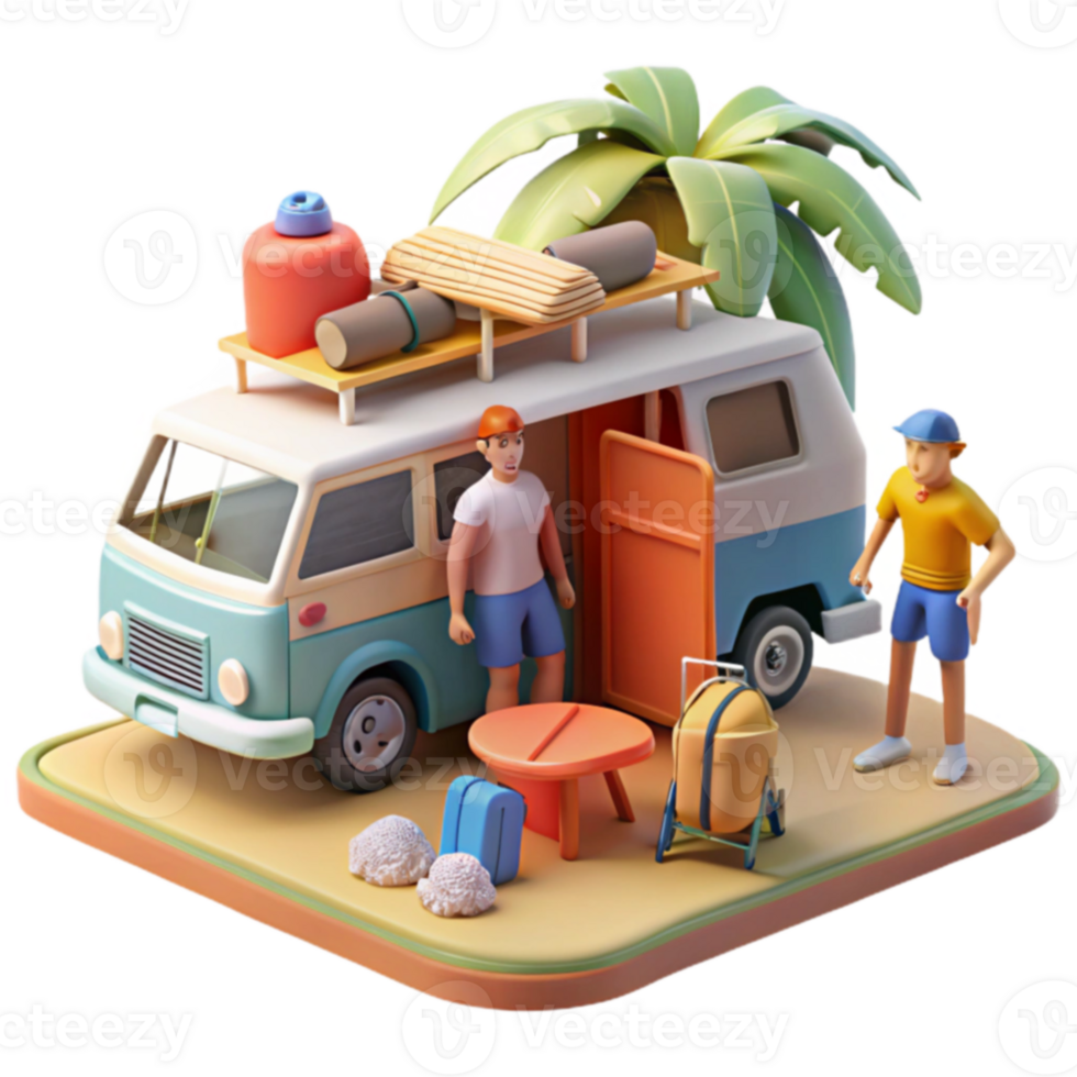 Summer Vacation Camper Van Road Trip Adventure png