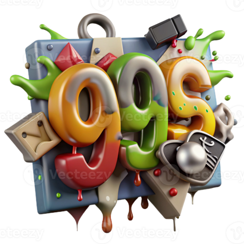 995 Colorful 3D Number Design with Abstract Elements png