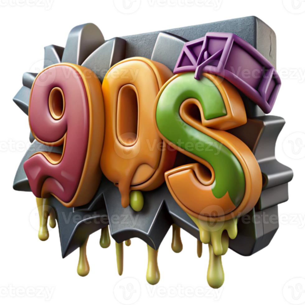 90s Retro Style Colorful, Dripping, Graffiti Art png