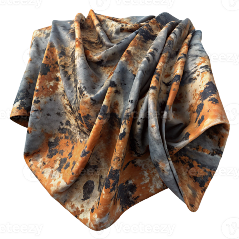 Draped Abstract Fabric Gray, Orange, and Black Dye png