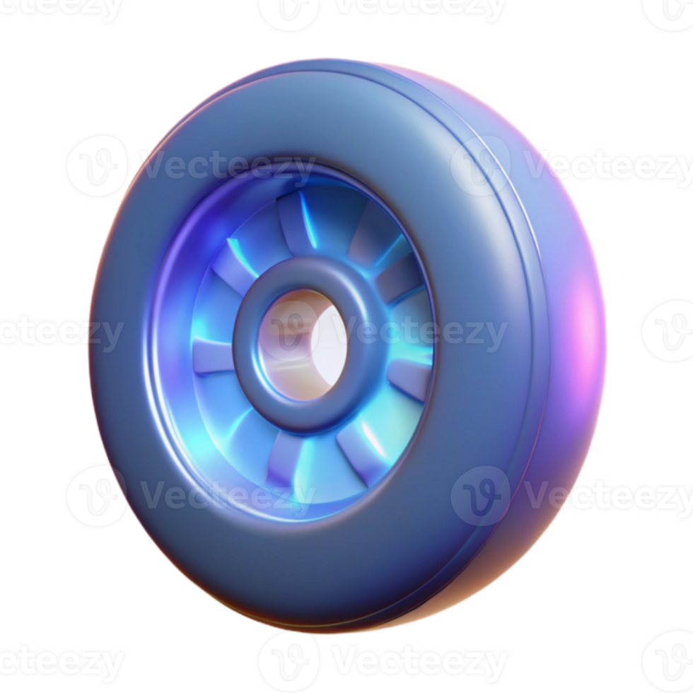 Glowing Wheel 3D Render of a Futuristic Tire png