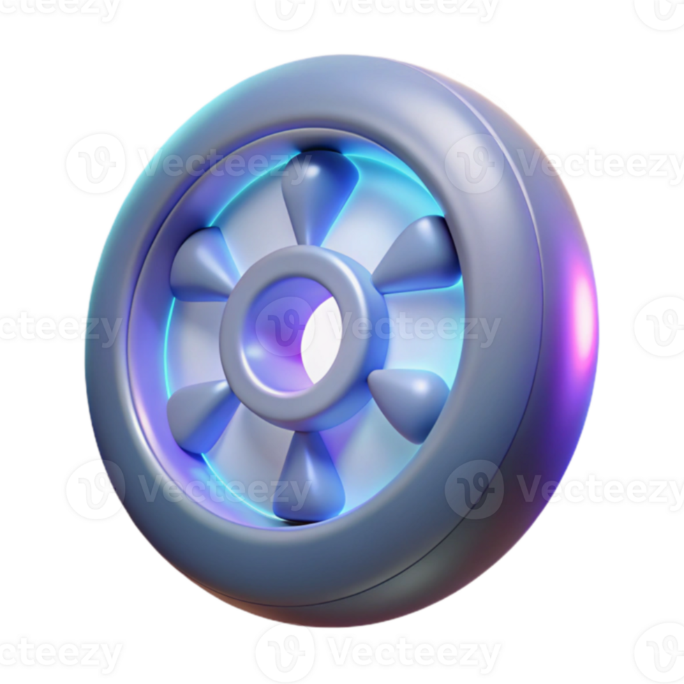Abstract 3D Wheel Design Neon Glowing Circular Object png