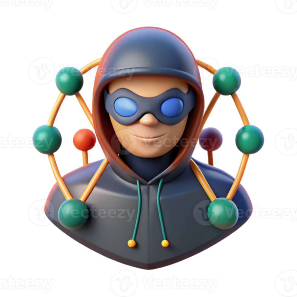 3D Masked Hacker Network Security Avatar png