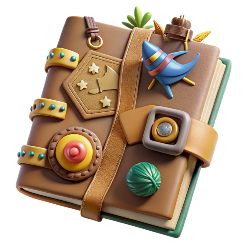 Enchanted Journal 3D Render of a Magical Book png